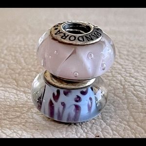 2 Pandora Murano Glass Charms